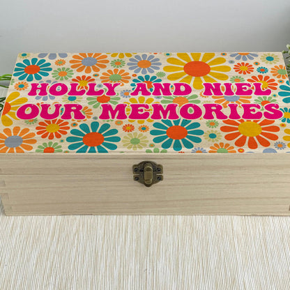 Flower Power 60s 70s Hippie Style Memory Box - Personalised Gift