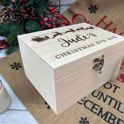 Santa Sleigh Engraved Personalised Christmas  Eve Box