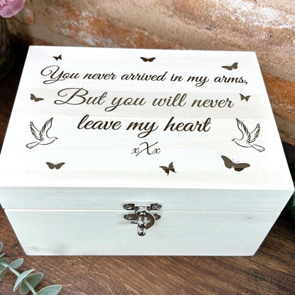 Luxury Wooden Remembrance Memory Box - Birds & Butterflies Design - Personalised Gift