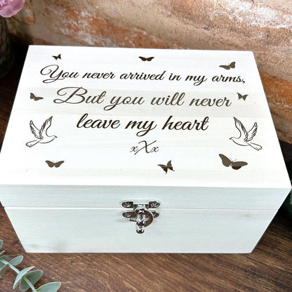 Luxury Wooden Remembrance Memory Box - Birds & Butterflies Design - Personalised Gift