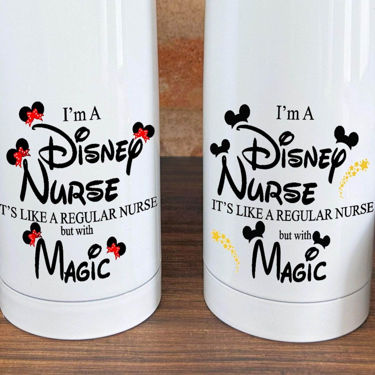 Disney Nurse With Magic, Vacuum  Flask, Personalised Message, Thank You Gift - NHS - Health Worker - Key Worker - Carer