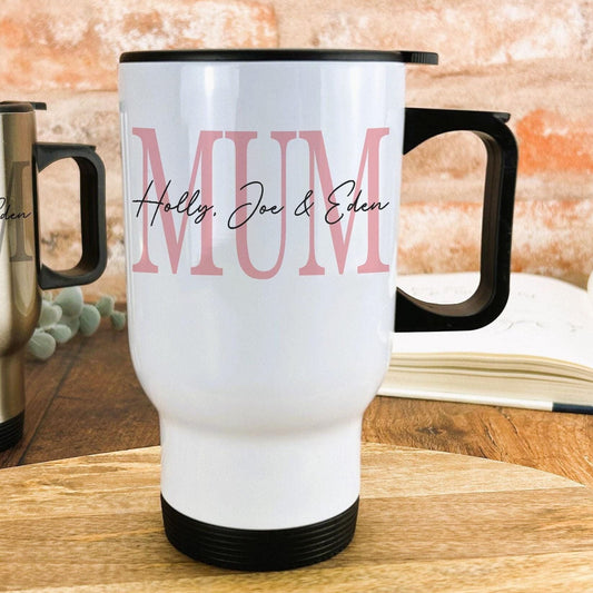 Mum and Children's Names Design Travel Mug Mother's Day Gift