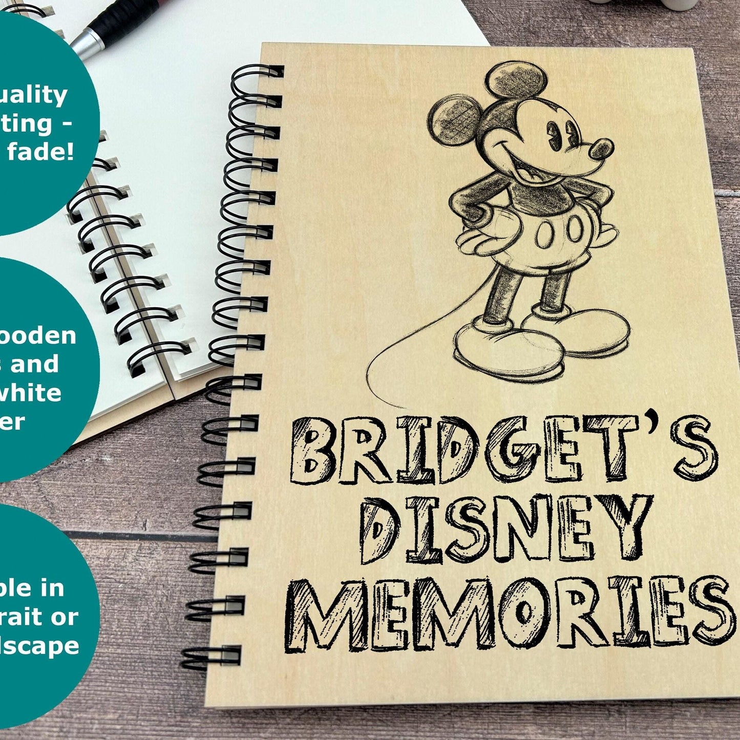 Disney Memories Sketch - Personalised Memory Photo Book - Disneyland Disneyworld Autographs