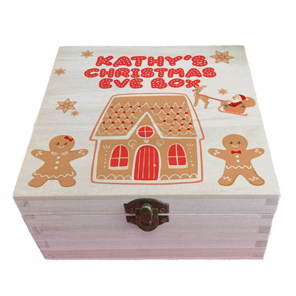 Gingerbread Scene Personalised Wooden Christmas Eve Box Xmas Treats Gift