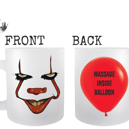 IT Movie Frosted Glass Mug - Features Pennywise the Clown - Personalised Gift