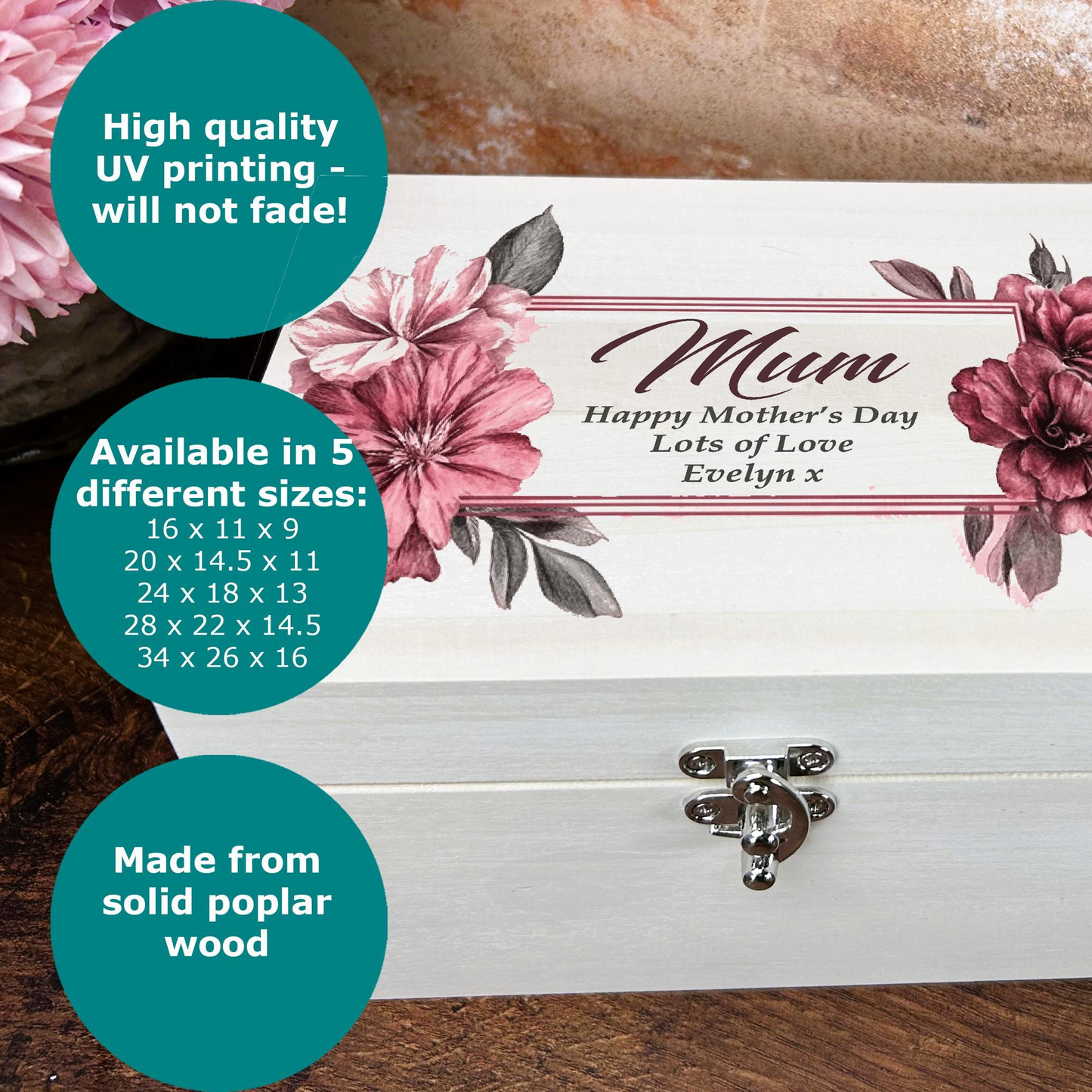 a mother's day gift box with flowers on it