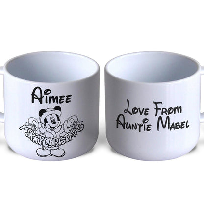 Mickey Mouse Disney Merry Christmas Personalised Mug for Toddlers 6oz Polymer Unbreakable Child Safe Gift