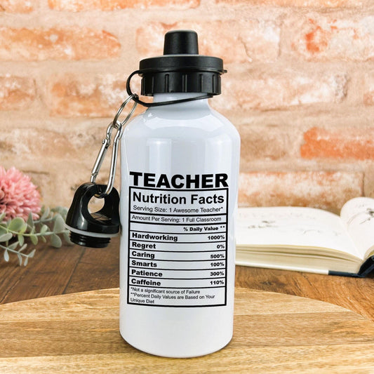 Teacher Nutrition Facts Gift Personalised Water Bottle End Of Term School