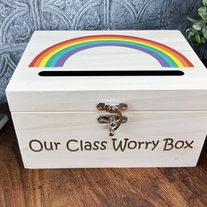 Worry Box Primary School Rainbow Personalised Drop Box
