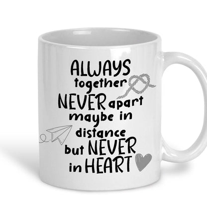 Always Together Never Apart Long Distance Personalised Mug