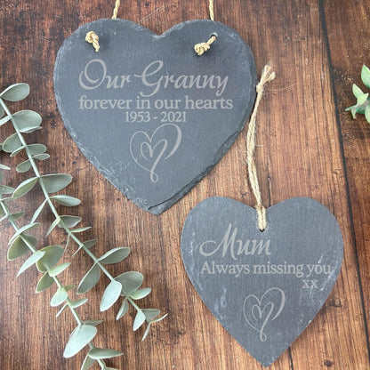 Forever in our Hearts - Memorial Slate Plaque - Remembrance Gift - Personalised