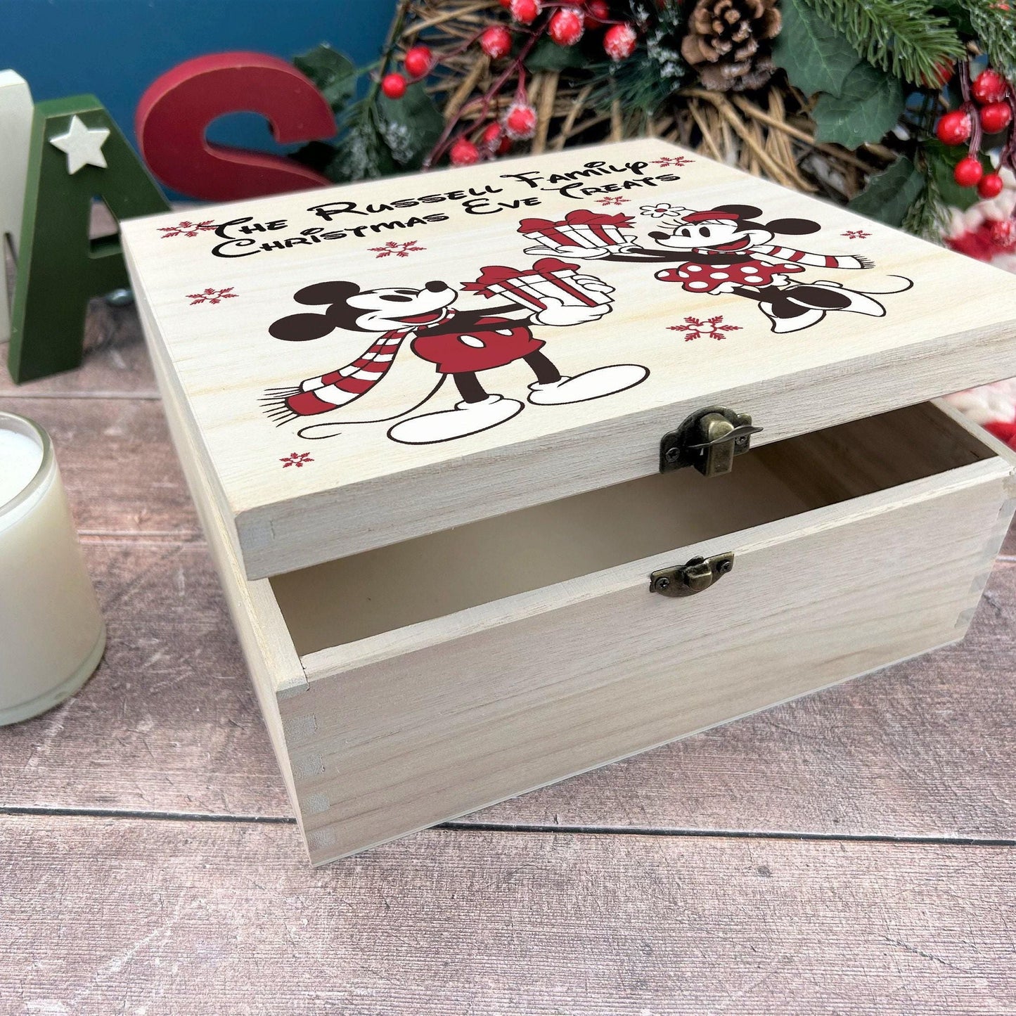 Disney Minnie Mickey Mouse Personalised Christmas Eve Treat Box