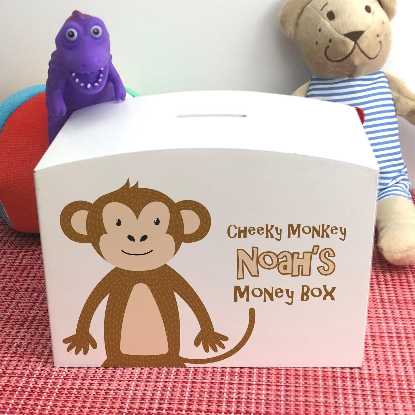 Cheeky Monkey Wooden Money Box - Personalised Children's Birthday Saving Gift