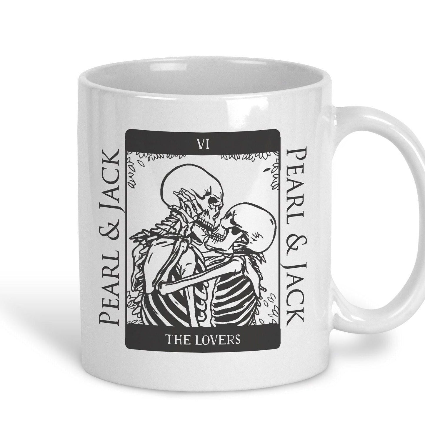 The Lovers Tarot Card Love Skeleton Personalised Mug Valentine's Day Boyfriend Girlfriend Gift