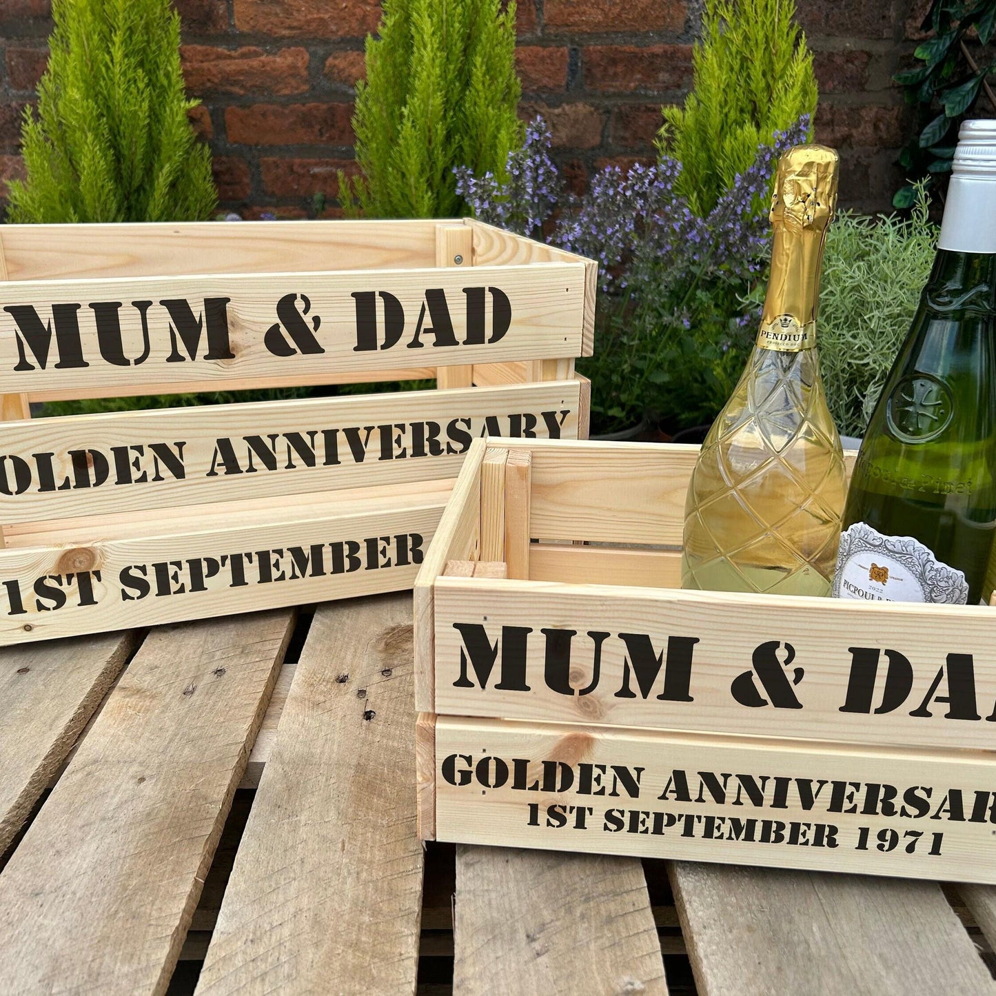 Stencil Font - Personalised Wooden Crate For Any Occasion - Hamper Gift
