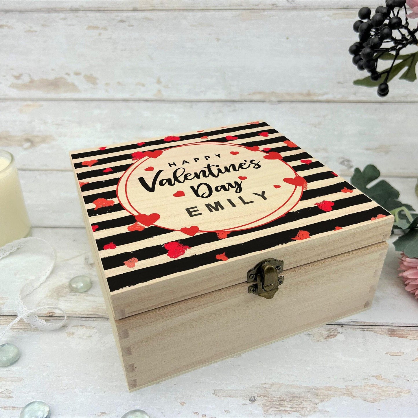 Couples Personalised Wooden Memory Box Valentine's Day Gift