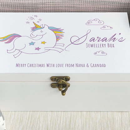 Magical Unicorn Personalised Jewellery Trinkets Box - Birthday Gift