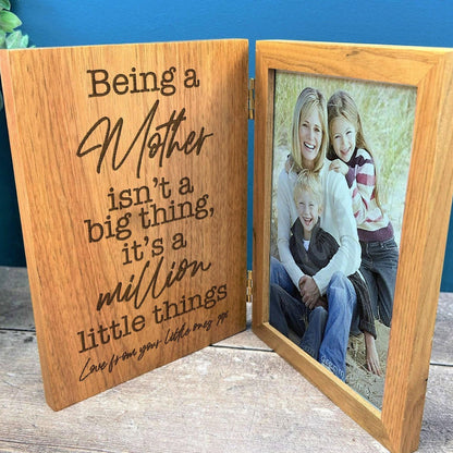 Being a Mother - Personalised Oak Photo Frame Gift - Mother's Day Gift