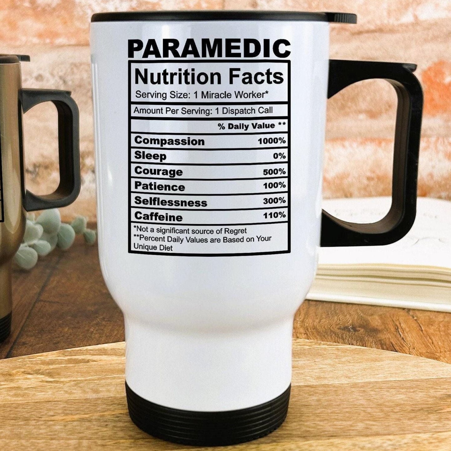 Paramedic Nutrition Facts Travel Mug Personalised Gift NHS Hero Worker New Job Profession