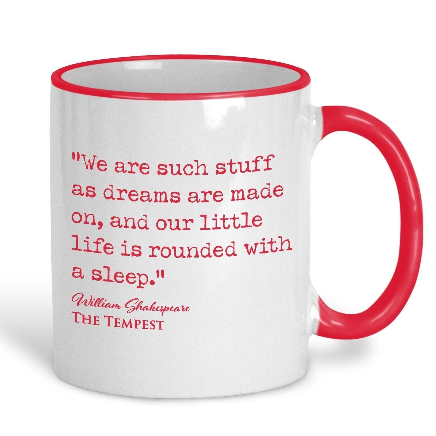The Tempest William Shakespeare Book Quote "We are such stuff as dreams are made on" Classic Literature Mug