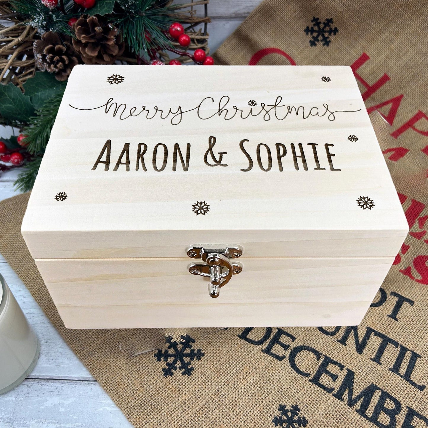 Merry Christmas Engraved Personalised Xmas Eve Box