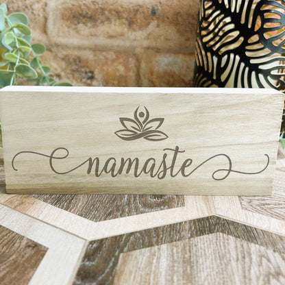 Namaste Lotus Flower Engraved Wooden Yoga Wall Plaque Decor Positivity Gift