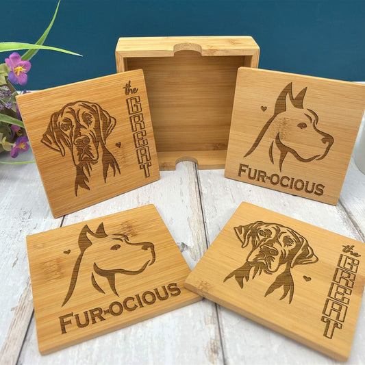 Great Dane Dog Engraved Bamboo Coaster Set New Home Décor House Warming Gift Christmas Gift Birthday Present Secret Santa