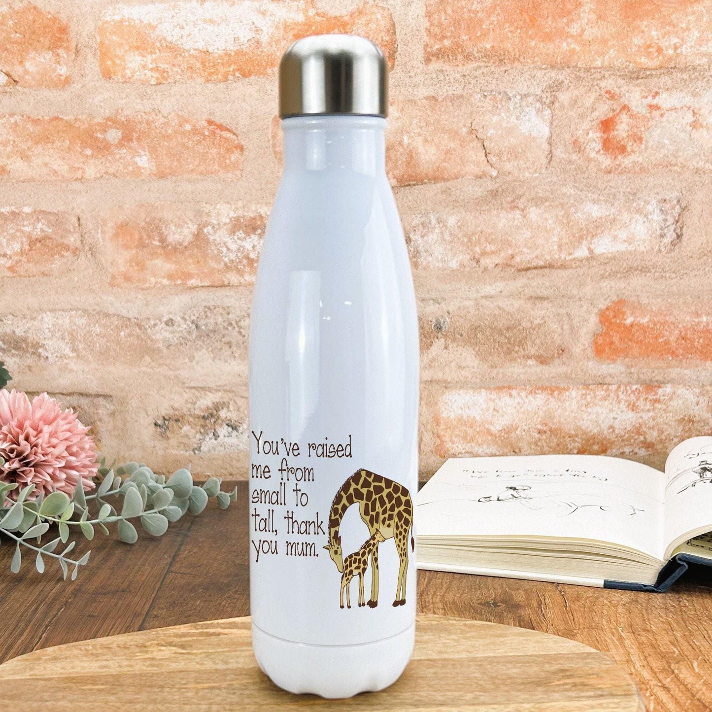From Small to Tall Giraffe Water Bottle Mother's Day Personalised Gift