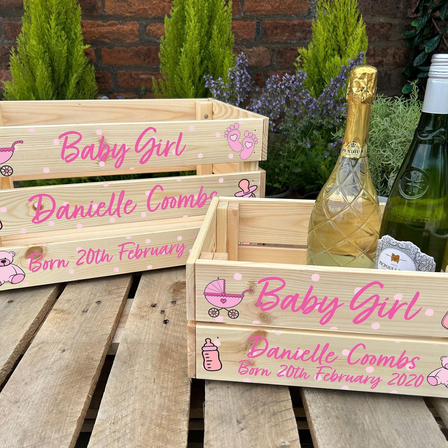 Baby Girl Congratulations Gift Hamper - Personalised - New Baby Present - Christening Gift
