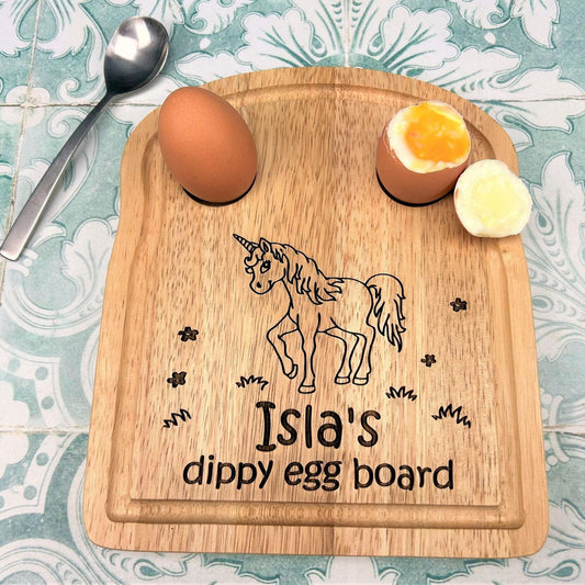 Unicorn Egg Breakfast Board Personalised Eggy Soldiers Gift