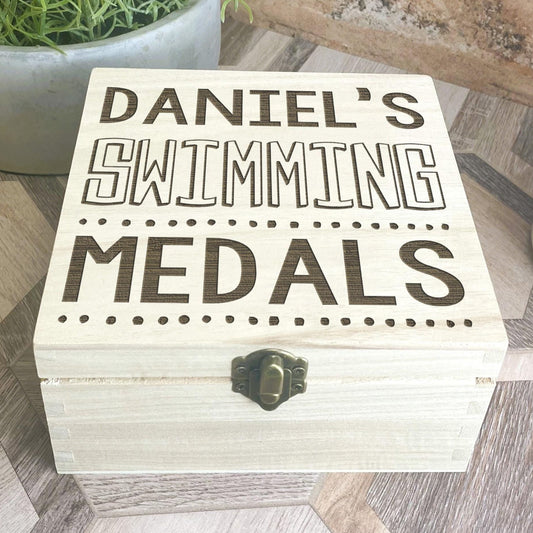 Medal Storage Wooden Box Personalised Sports Person Gift