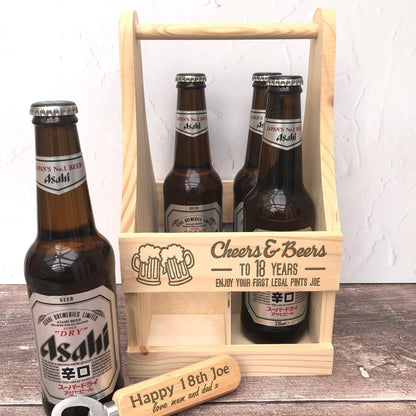 Cheers & Beers Any Name - Beer Carrier - Personalised Birthday Gift - BBQ Drinks - 18th - 21st