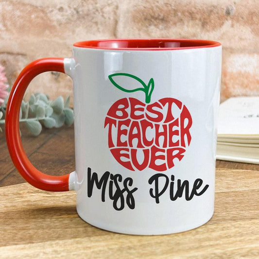 Best Teacher Ever Apple Personalised Ceramic Mug