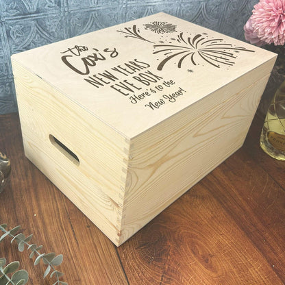 Fireworks New Years Eve Hamper Box Family Personalised Gift Celebration Engraved