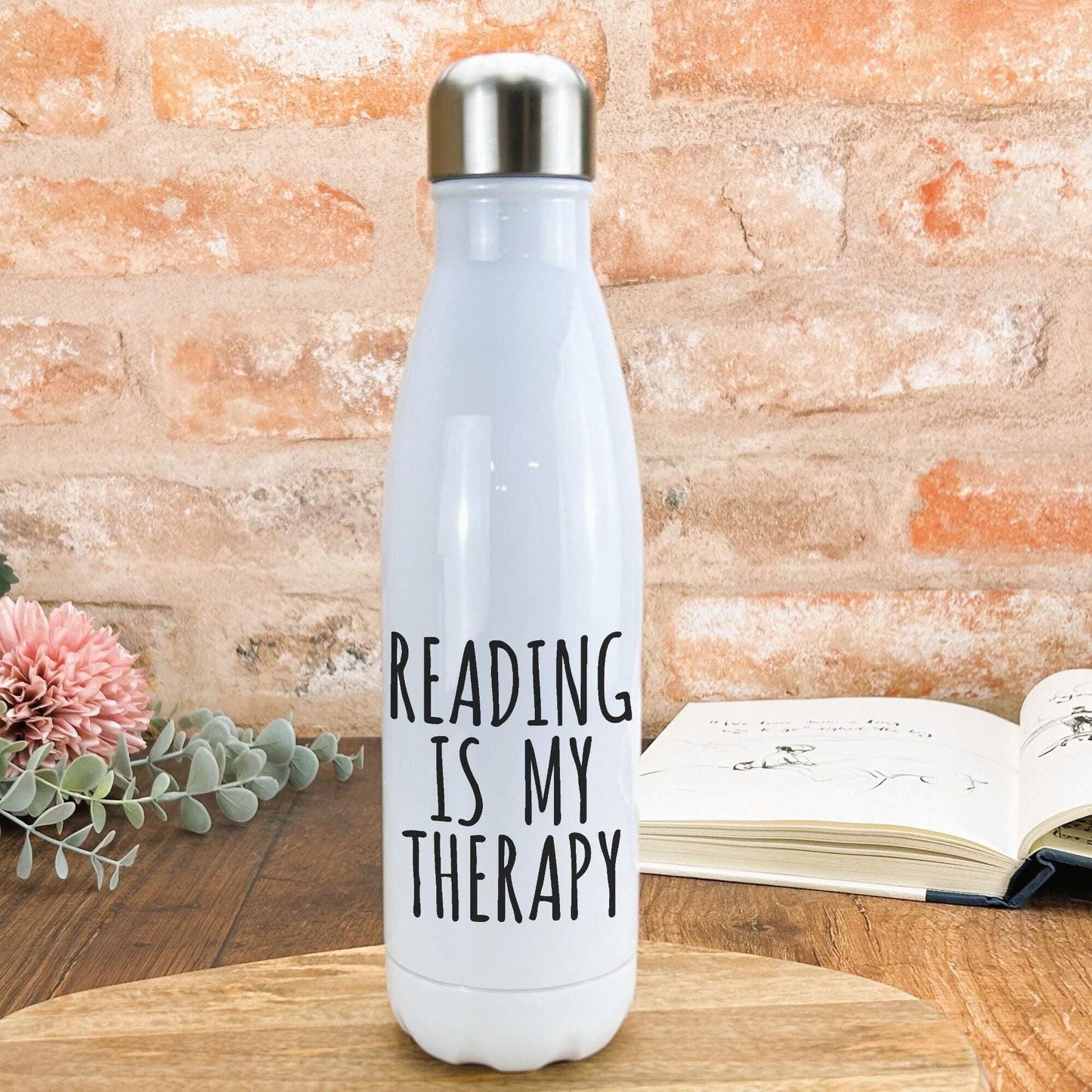 Reading Is My Therapy Water Bottle Reader Gift