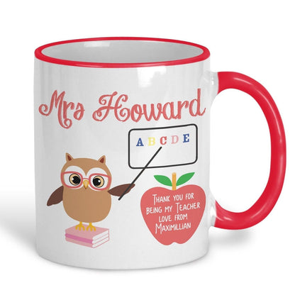 Owl Teacher Personalised Teachers Ceramic Mug