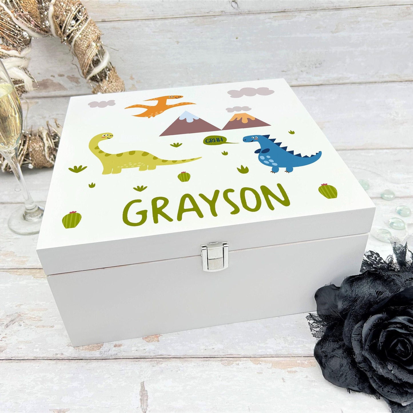Dinosaur Prehistoric Trex Children's Memory Toy Box - Personalised Gift