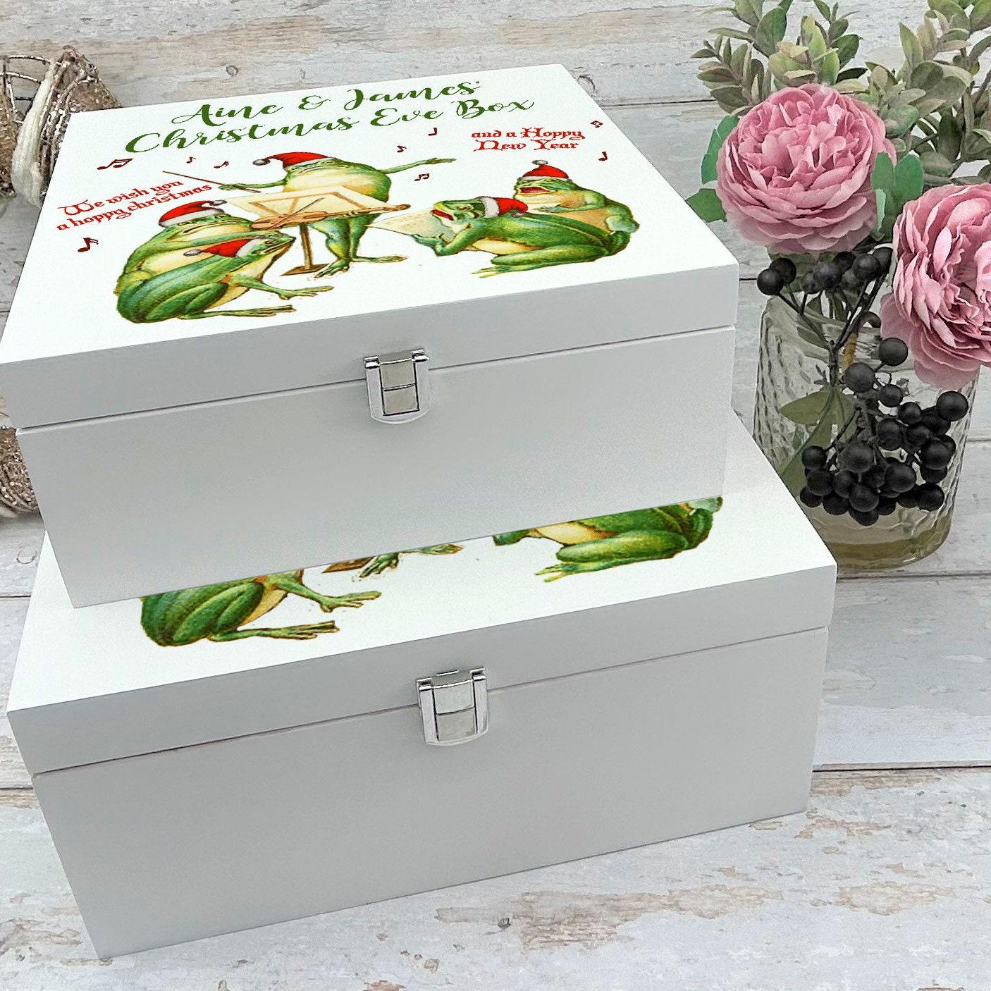 Hoppy Christmas - Frog Christmas Carollers - Vintage Design - XMAS Eve Treat Box - Personalised Gift