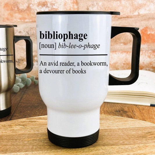 Bibliophage Definition Travel Mug Personalised