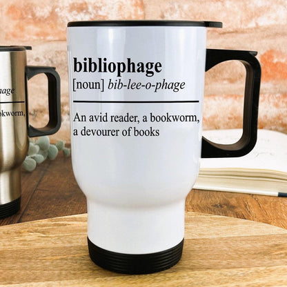 Bibliophage Definition Travel Mug Personalised