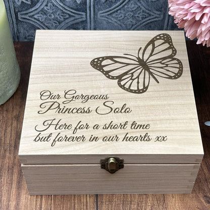 Butterfly Personalised Wooden Square Memory Keepsake Box