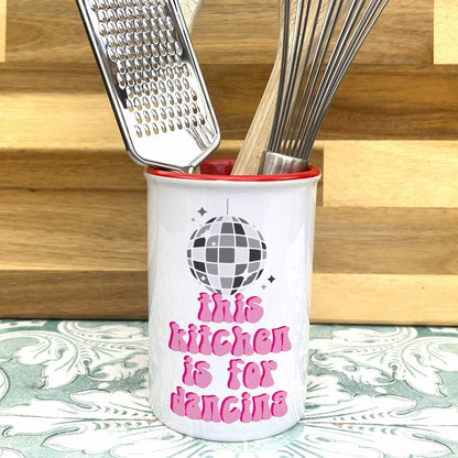 This Kitchen Is For Dancing Disco Ball Kitchen Ceramic Utensil Holder