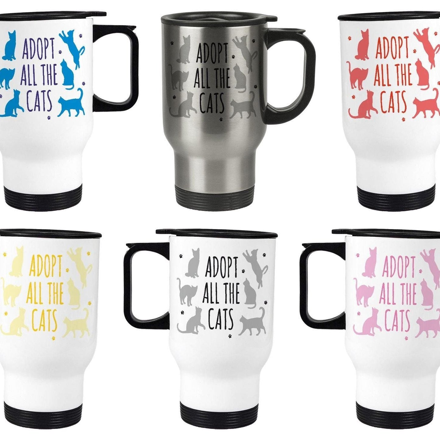 Adopt All The Cats Travel Mug Personalised