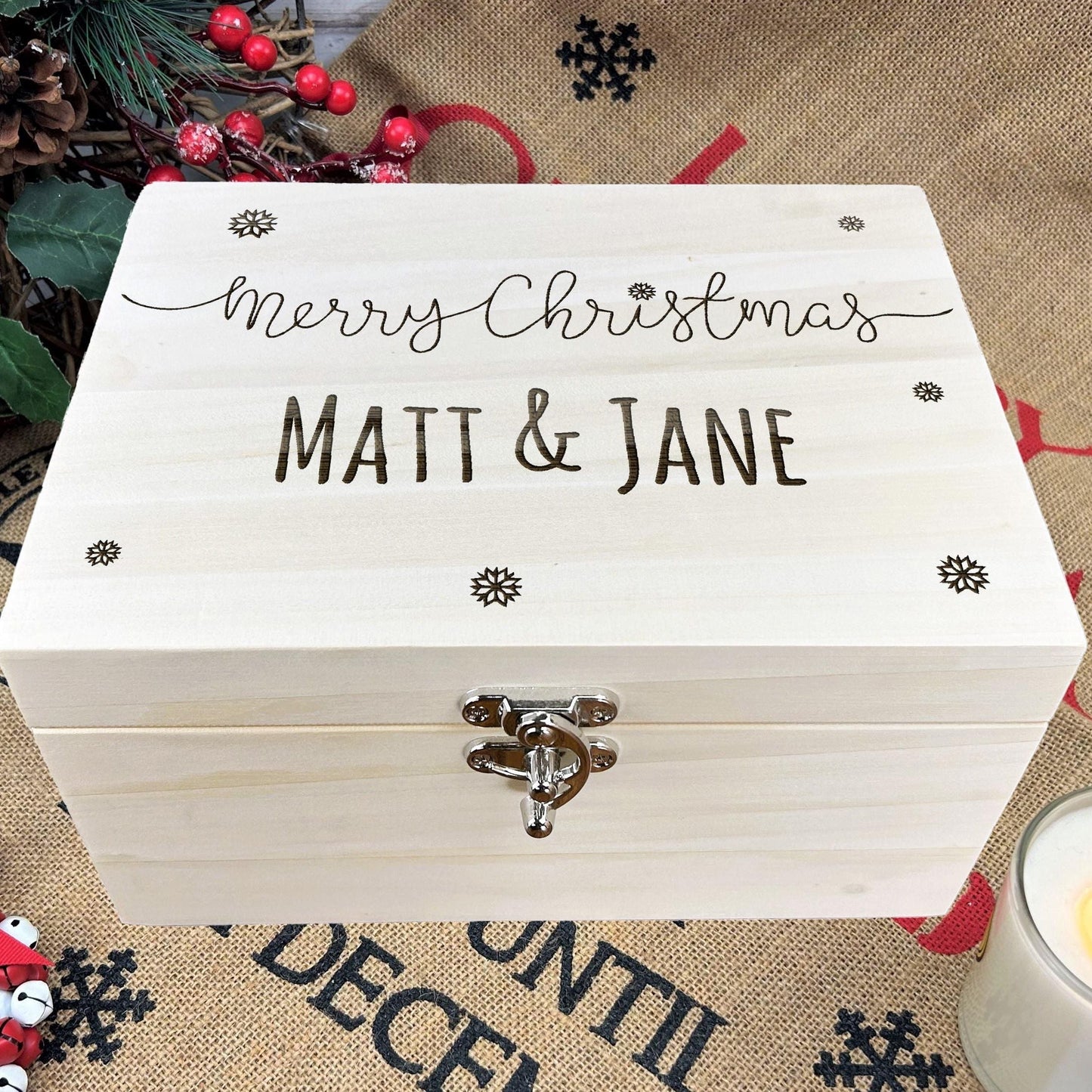 Merry Christmas Engraved Personalised Xmas Eve Box