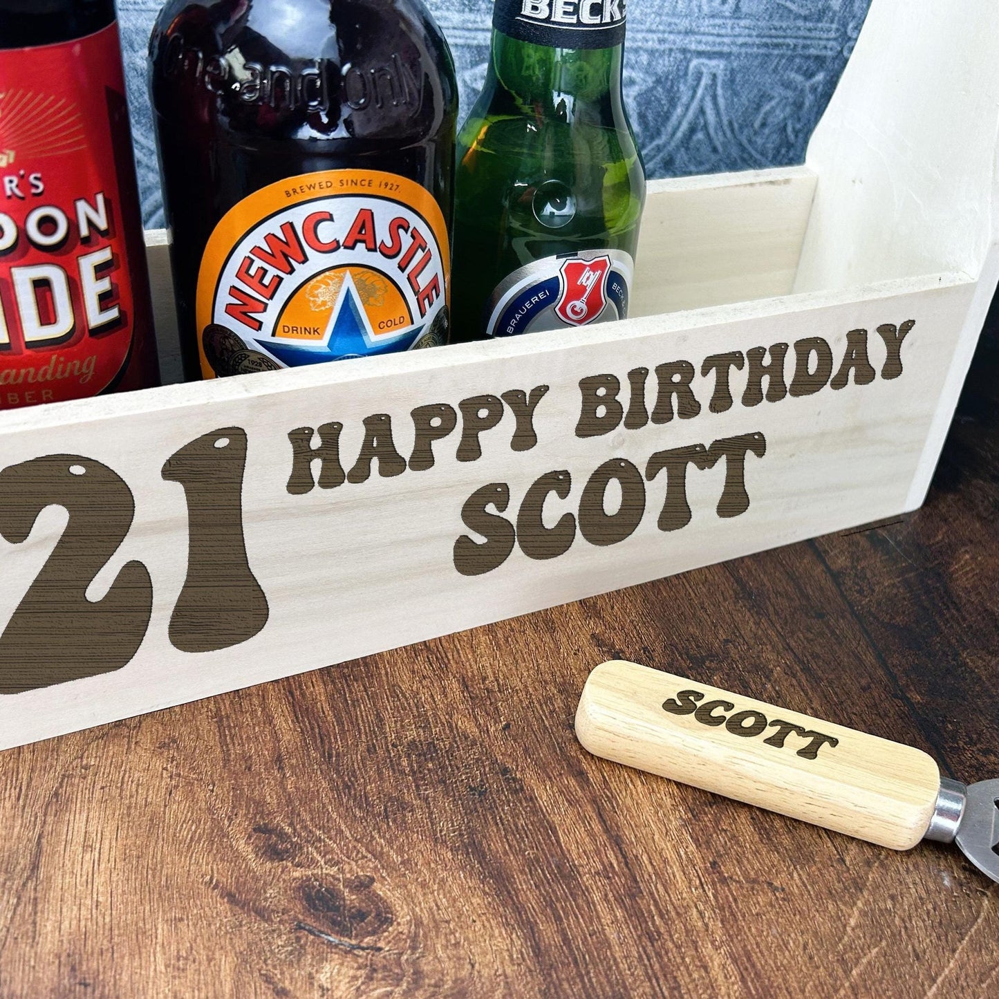 Birthday Beer Carrier Personalised - Any Age - Beer Bottle Carrier - 18th - 21st