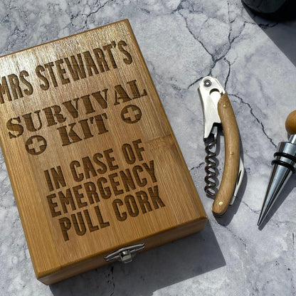 Survival Kit - Personalised Wine Accessory Kit - Mother's Day Father's Day Birthday Gift