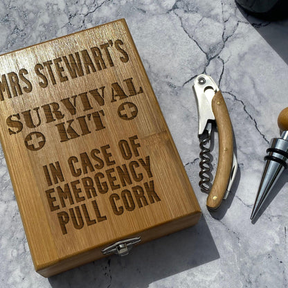Survival Kit - Personalised Wine Accessory Kit - Mother's Day Father's Day Birthday Gift