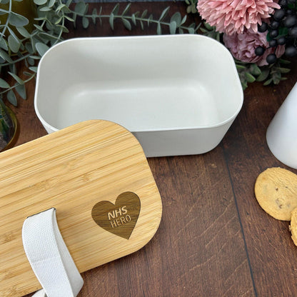 NHS Hero Personalised Bamboo Eco Friendly Lunch box - Work Nurse Doctor Paramedic