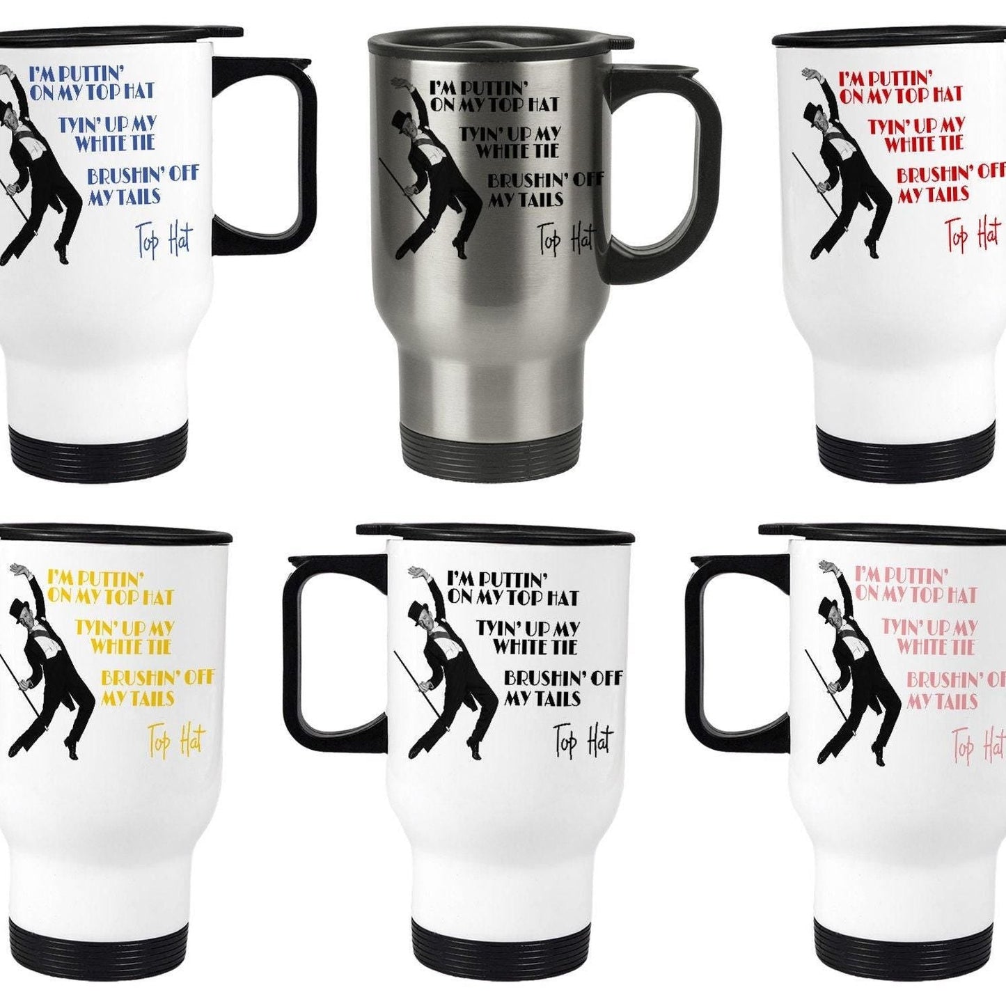 Top Hat Fred Astaire Musical Tap Dance Travel Mug Personalised Gift