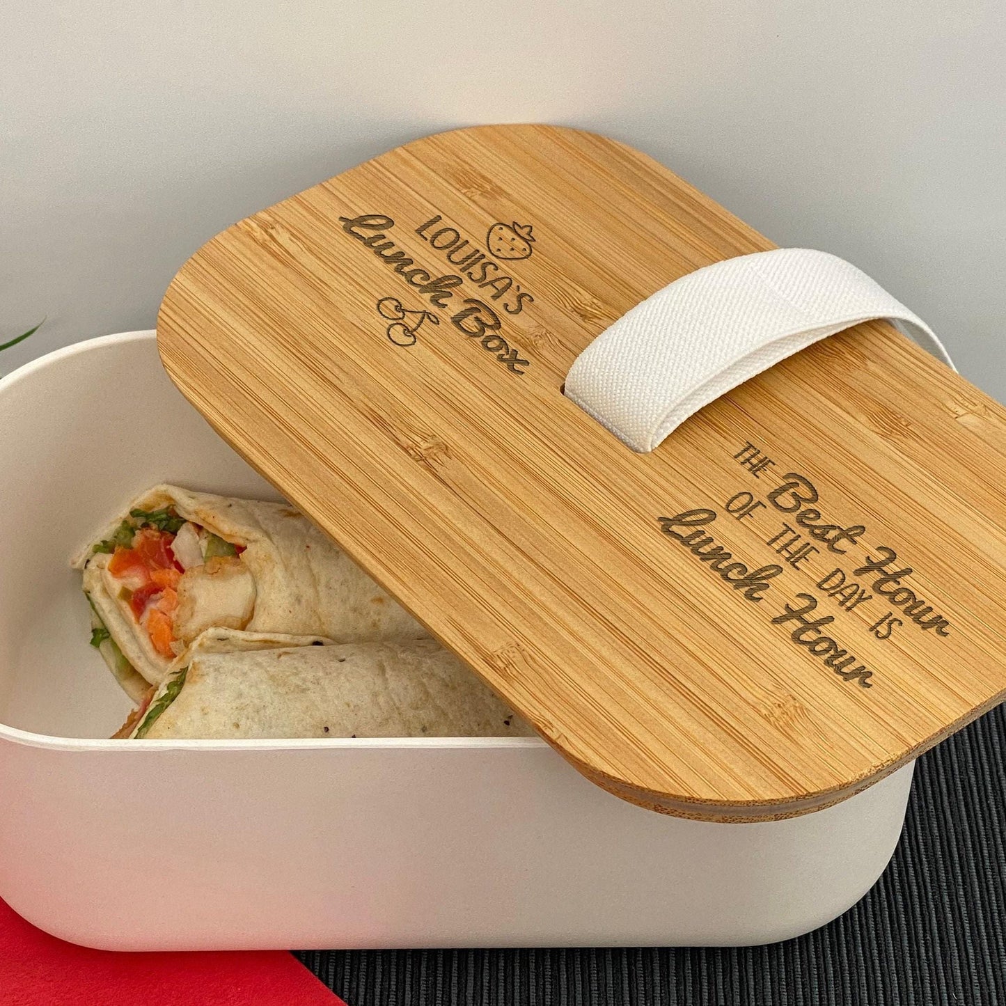 Best Hour is Lunch Hour Personalised Bamboo Eco Friendly Lunchbox - School Work